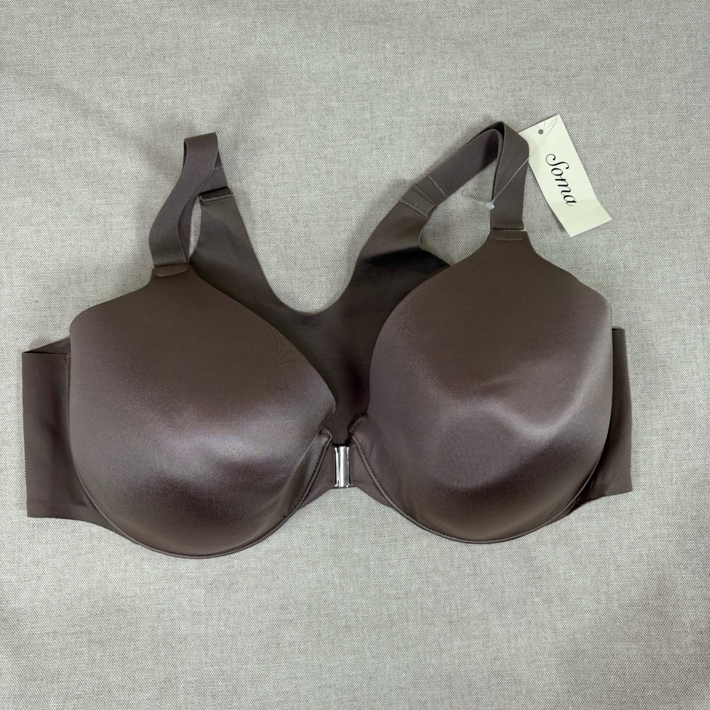 Soma Brown Front-Close Smooth T-Shirt Bra